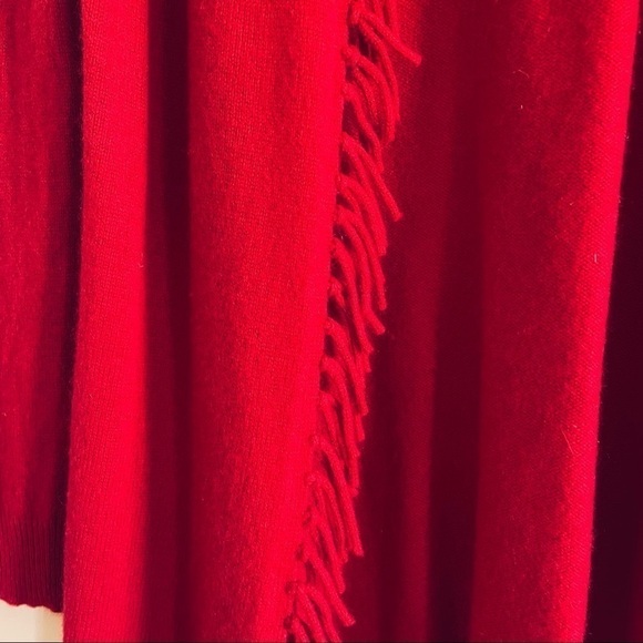 FENN WRIGHT MASON Red 100% 2-Ply Cashmere Open Cardigan with Fringe - Picture 5 of 10